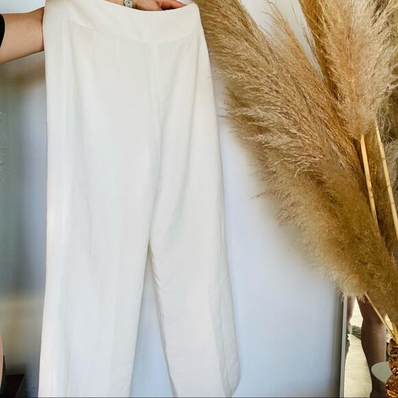 VINTAGE JONES NEW YORK Cream White High Button Wide Leg Flare Trouser Pants 12 - Picture 5 of 7